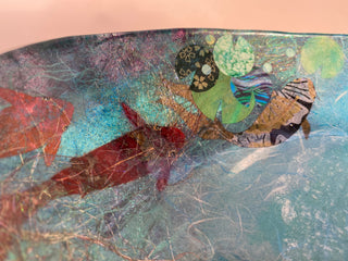 Glass Bowl with Silk Paper & Foil Fish Decoration