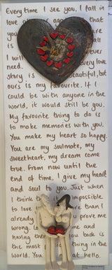 Time for Love - Ceramic Sculpture & Clock on Canvas