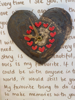 Time for Love - Ceramic Sculpture & Clock on Canvas