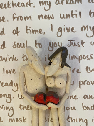 "Time for Love " Ceramic Sculpture & Clock on Canvas