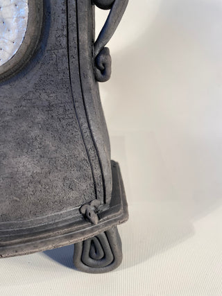 Large Charcoal Raku Clock