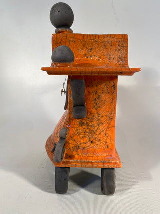 Orange Raku Clock