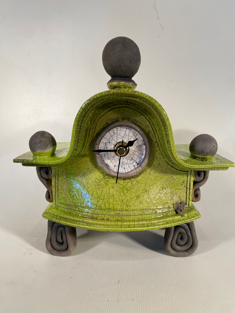 Lime Green Raku Clock