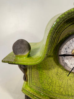 Lime Green Raku Clock