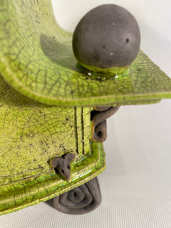 Lime Green Raku Clock