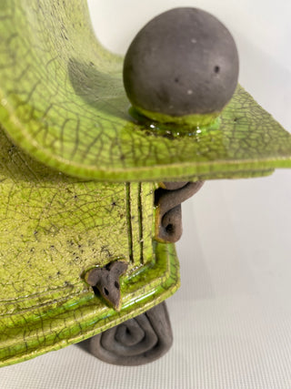 Lime Green Raku Clock