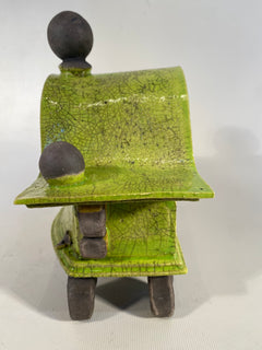 Lime Green Raku Clock