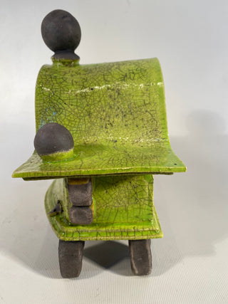 Lime Green Raku Clock