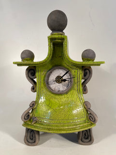 Lime Green Raku Clock