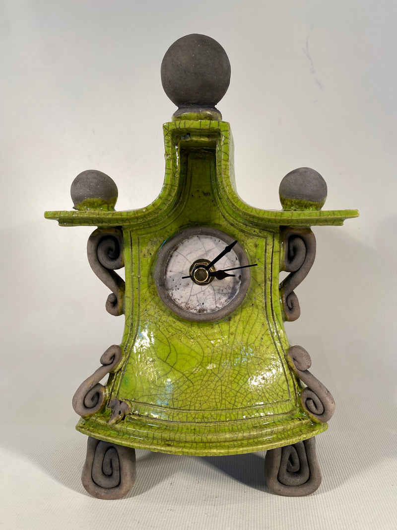 Lime Green Raku Clock