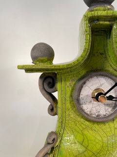 Lime Green Raku Clock