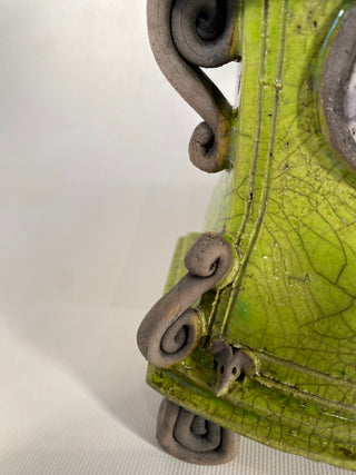 Lime Green Raku Clock