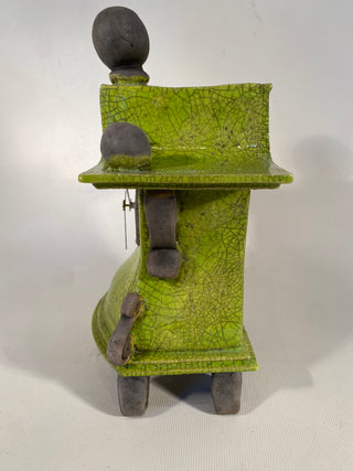 Lime Green Raku Clock