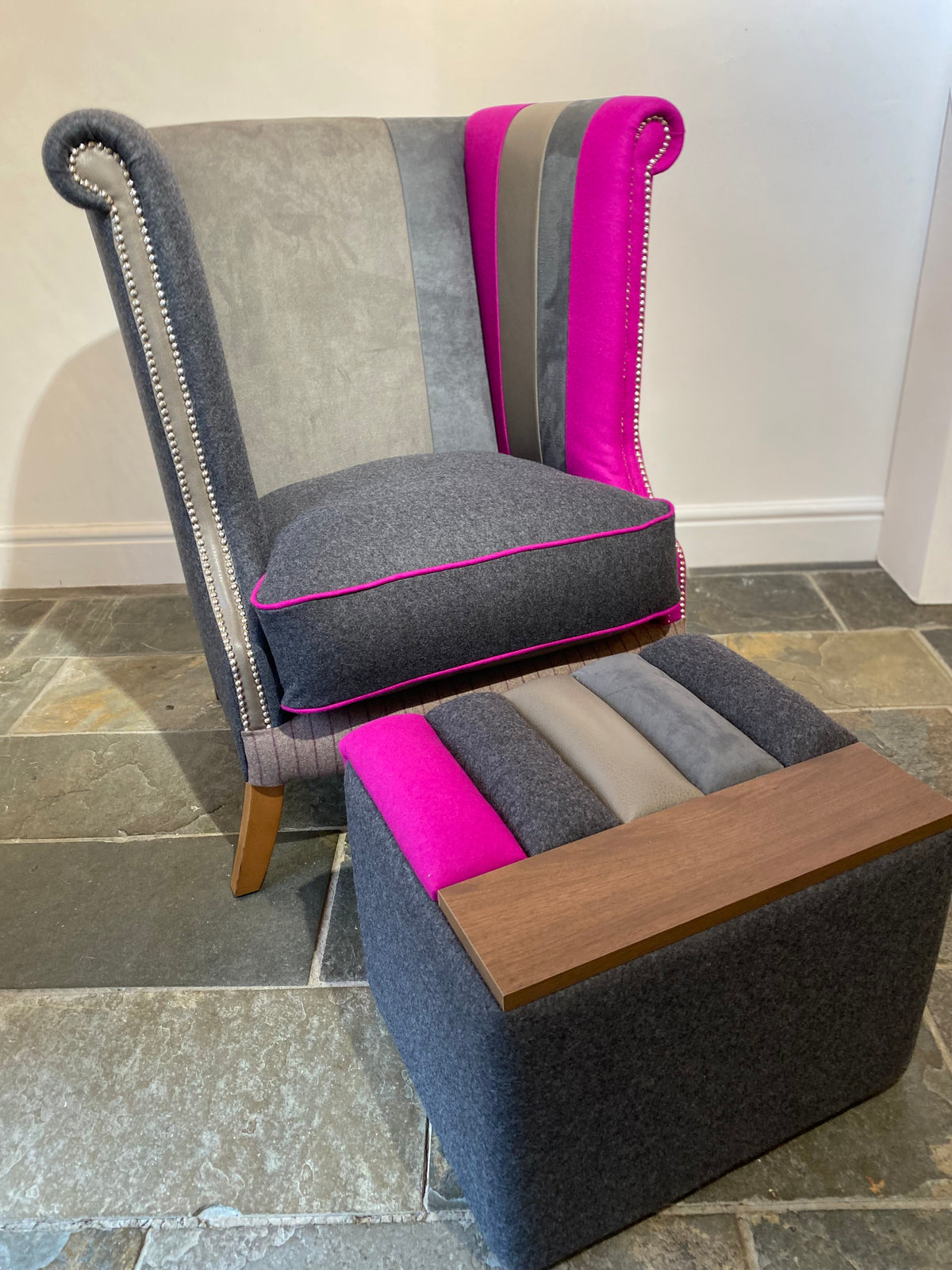 Purple Edge Footstool/Side Table