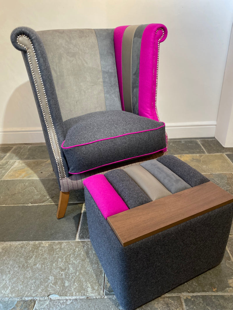Purple Edge Footstool/Side Table