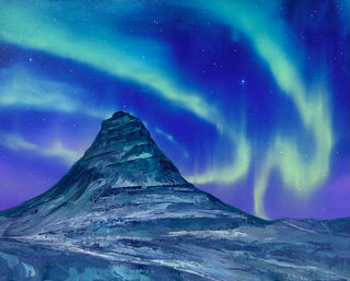 "Kirkjufell Aurora Painting" available at Artifex 