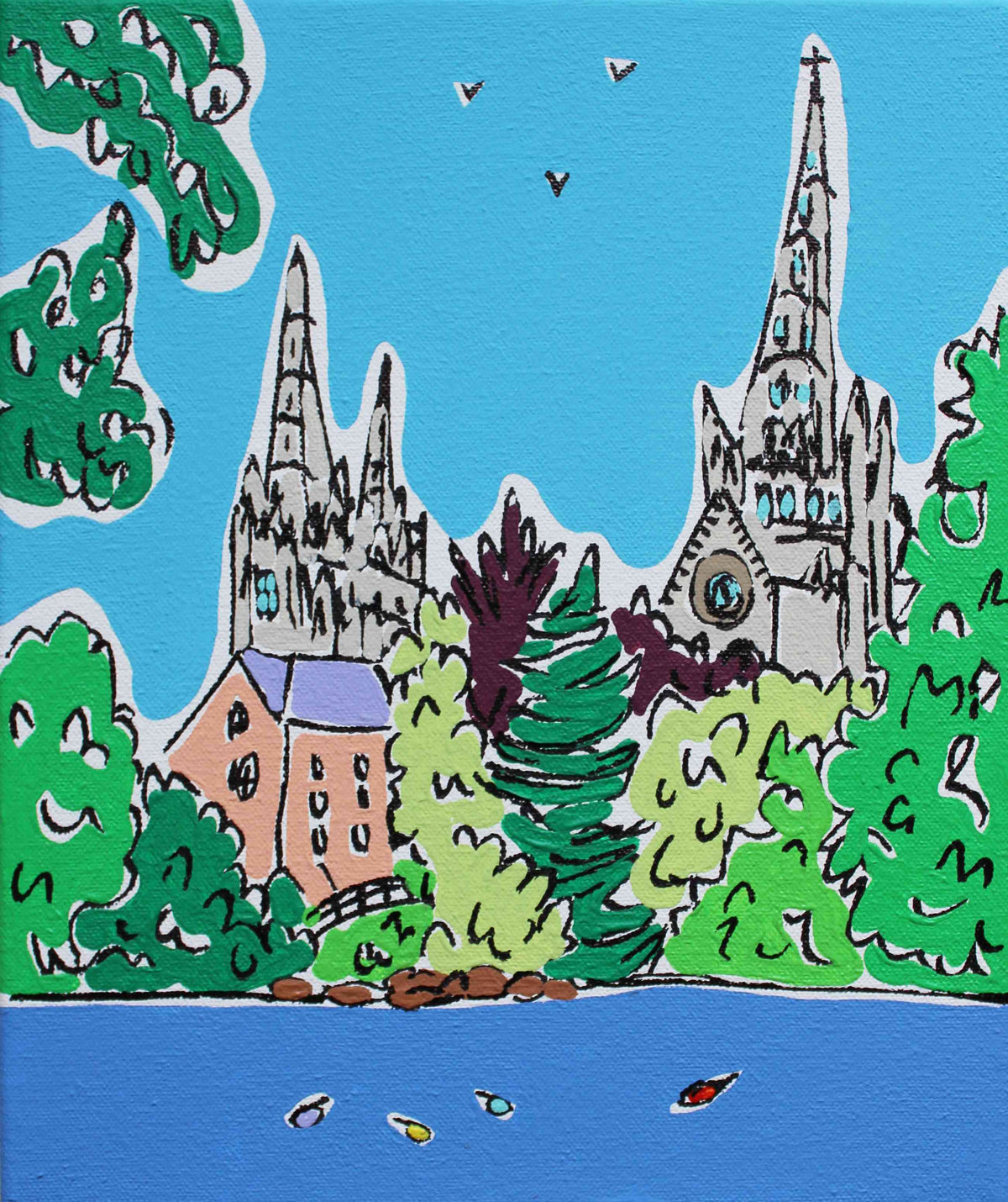 View of Lichfield Cathedral Painting