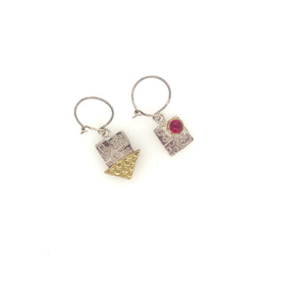 "Silver hook Earrings with Pink Corundum" available at Artifex 