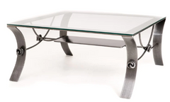 "Jacobean Coffee Table with Glass Top" available at Artifex 
